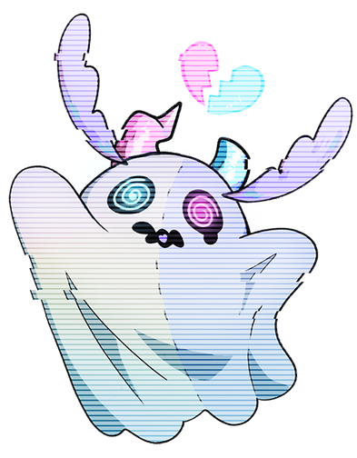a little ghost with dizzy swirls in its eyes